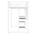 Lit mezzanine avec bureau et tableau blanc pour enfants garçons et filles, lit mezzanine en métal avec 3 étagères et échelle