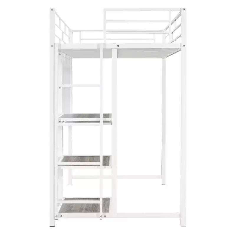 Lit mezzanine avec bureau et tableau blanc pour enfants garçons et filles, lit mezzanine en métal avec 3 étagères et échelle