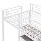 Lit mezzanine avec bureau et tableau blanc pour enfants garçons et filles, lit mezzanine en métal avec 3 étagères et échelle