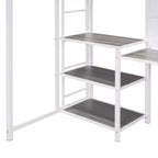 Lit mezzanine avec bureau et tableau blanc pour enfants garçons et filles, lit mezzanine en métal avec 3 étagères et échelle