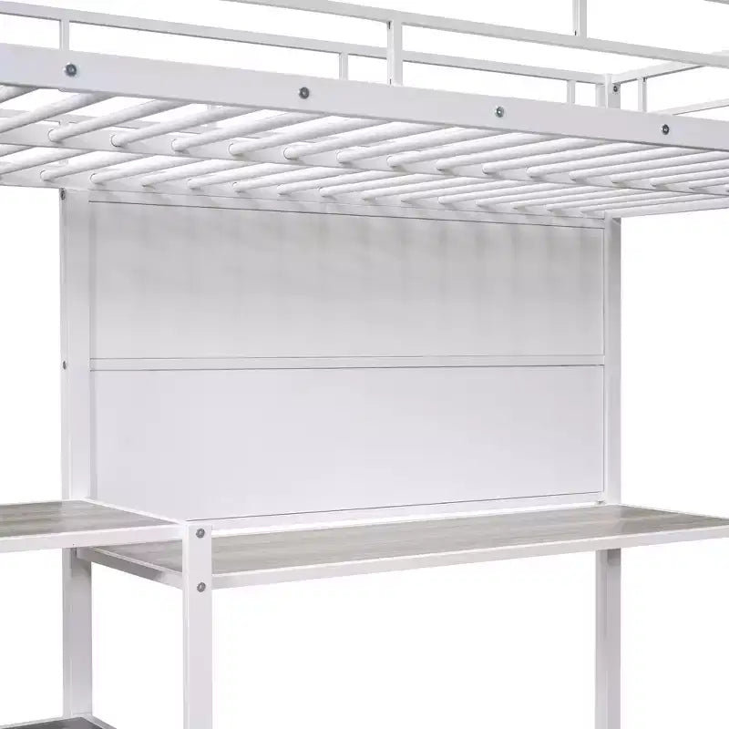 Lit mezzanine avec bureau et tableau blanc pour enfants garçons et filles, lit mezzanine en métal avec 3 étagères et échelle