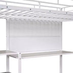 Lit mezzanine avec bureau et tableau blanc pour enfants garçons et filles, lit mezzanine en métal avec 3 étagères et échelle
