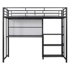 Lit mezzanine avec bureau et tableau blanc pour enfants garçons et filles, lit mezzanine en métal avec 3 étagères et échelle