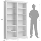 Bibliothèque haute de 74,5 po, bibliothèque à double largeur à 6 niveaux avec 12 compartiments, grande bibliothèque autoportante pour salon, bureau, bibliothèque