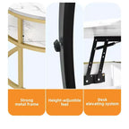 Tables basses pour salon, table basse ronde relevable avec rangement et compartiment caché, petite table basse ronde blanche