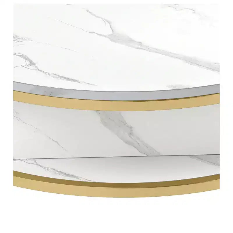 Tables basses pour salon, table basse ronde relevable avec rangement et compartiment caché, petite table basse ronde blanche