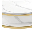 Tables basses pour salon, table basse ronde relevable avec rangement et compartiment caché, petite table basse ronde blanche