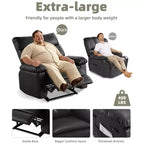 Fauteuil inclinable pivotant surdimensionné - Fauteuil inclinable manuel extra large en cuir PU pour adultes, grand fauteuil relaxant avec fonctions de chauffage et de massage
