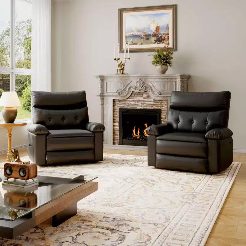 Fauteuil inclinable pivotant surdimensionné - Fauteuil inclinable manuel extra large en cuir PU pour adultes, grand fauteuil relaxant avec fonctions de chauffage et de massage