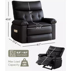 Fauteuil inclinable pivotant surdimensionné - Fauteuil inclinable manuel extra large en cuir PU pour adultes, grand fauteuil relaxant avec fonctions de chauffage et de massage