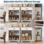 Bahut de ferme avec rangement, buffet blanc avec 4 portes et 2 tiroirs, meuble bar à café avec étagères réglables, rangement multifonctionnel