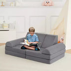 Canapé enfant, canapé de jeu modulaire 10 pièces pour enfants, canapé sectionnel convertible pour chambre d'enfant, salle de jeux, canapé en mousse souple pour tout-petit avec fosse à balles, gris