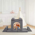 Canapé enfant, canapé de jeu modulaire 10 pièces pour enfants, canapé sectionnel convertible pour chambre d'enfant, salle de jeux, canapé en mousse souple pour tout-petit avec fosse à balles, gris