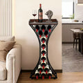 Range-bouteilles de 15 bouteilles, support à vin autoportant en fer, mini-bar de service avec plateau en bois, noir et marron