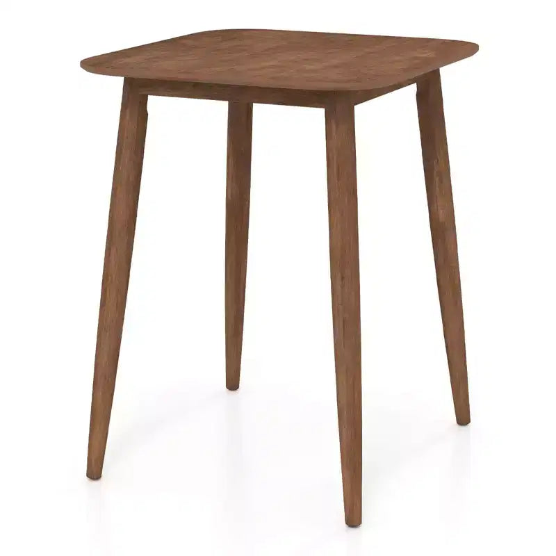 Table de cuisine de style campagnard en bois d'hévéa massif de 91 cm avec base piédestal robuste