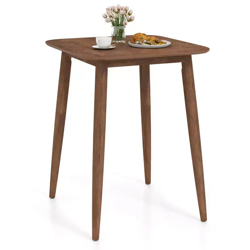 Table de cuisine de style campagnard en bois d'hévéa massif de 91 cm avec base piédestal robuste