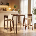 Table de cuisine de style campagnard en bois d'hévéa massif de 91 cm avec base piédestal robuste
