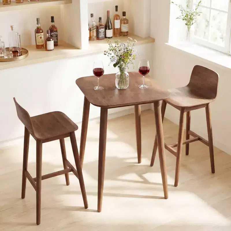 Table de cuisine de style campagnard en bois d'hévéa massif de 91 cm avec base piédestal robuste