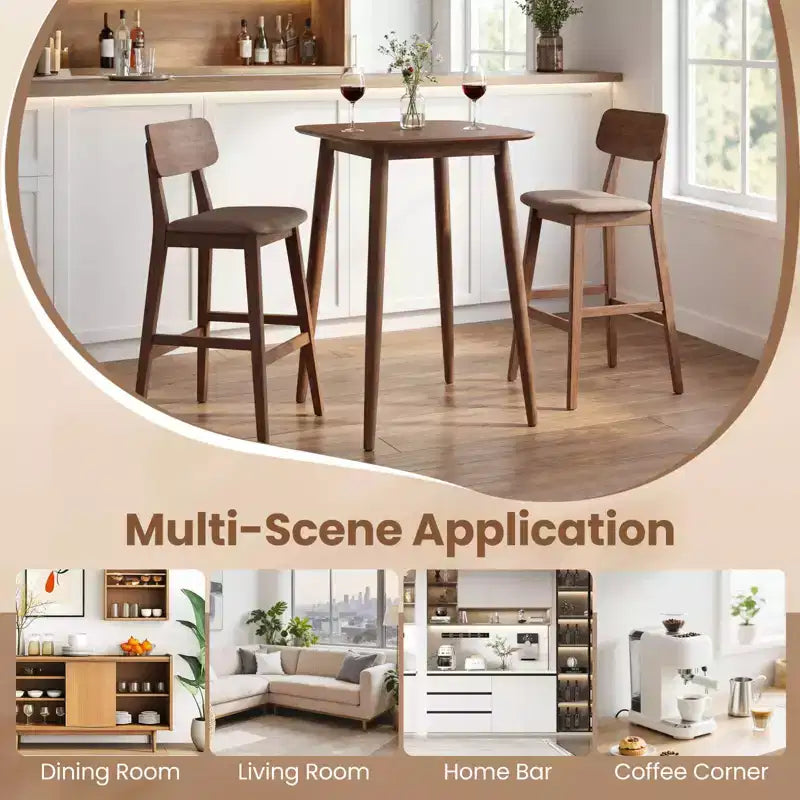Table de cuisine de style campagnard en bois d'hévéa massif de 91 cm avec base piédestal robuste