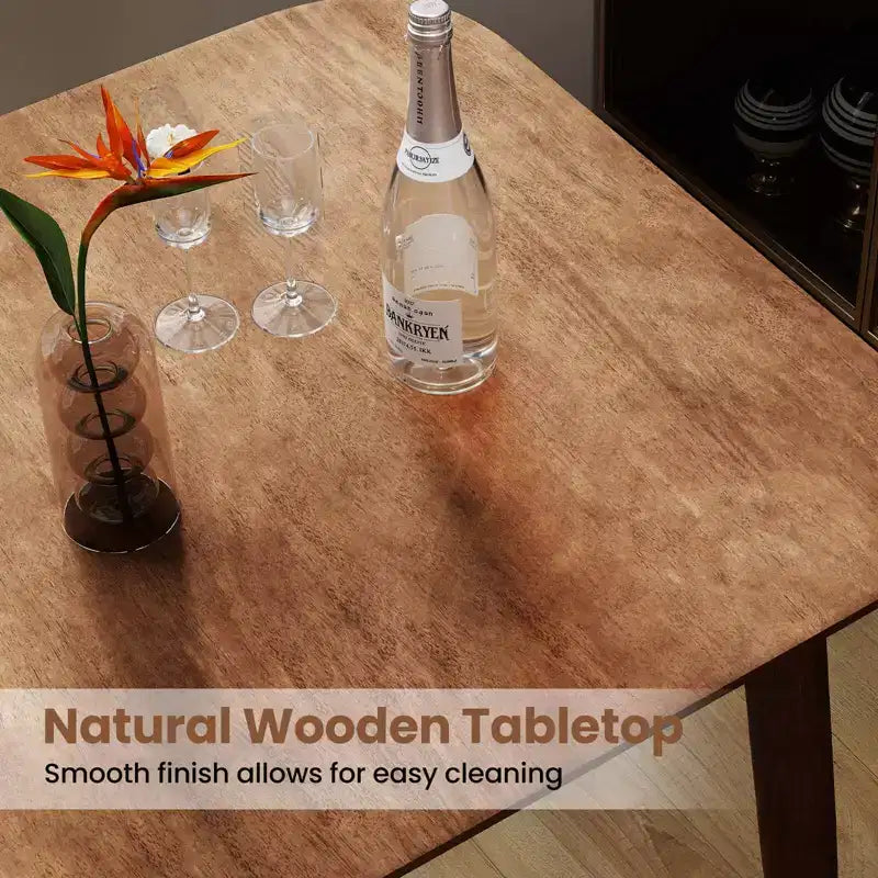 Table de cuisine de style campagnard en bois d'hévéa massif de 91 cm avec base piédestal robuste