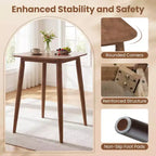 Table de cuisine de style campagnard en bois d'hévéa massif de 91 cm avec base piédestal robuste