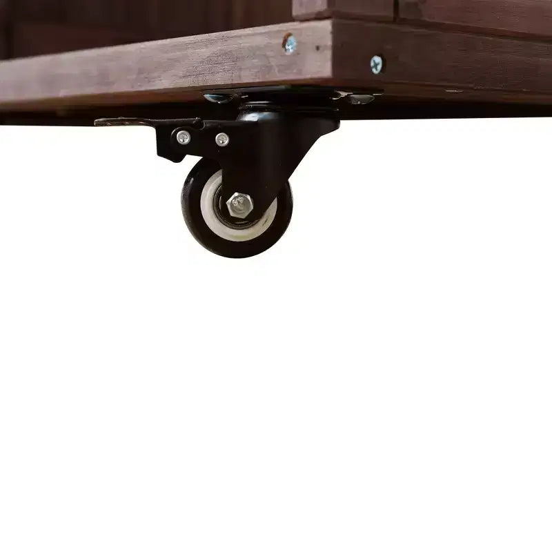 Îlot de cuisine d'extérieur en bois de sapin avec rangement, desserte de cuisine roulante verrouillable avec plateau en acier inoxydable, porte-serviettes et porte-épices pour patio/cuisine