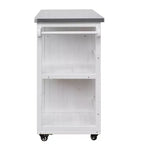Îlot de cuisine d'extérieur en bois de sapin avec rangement, desserte de cuisine roulante verrouillable avec plateau en acier inoxydable, porte-serviettes et porte-épices pour patio/cuisine