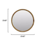 Miroir Mural Décoratif Rond en Bois Naturel, Miroir Mural Rustique Mid-Century Moderne pour Salle de Bain Entrée - Bois Naturel
