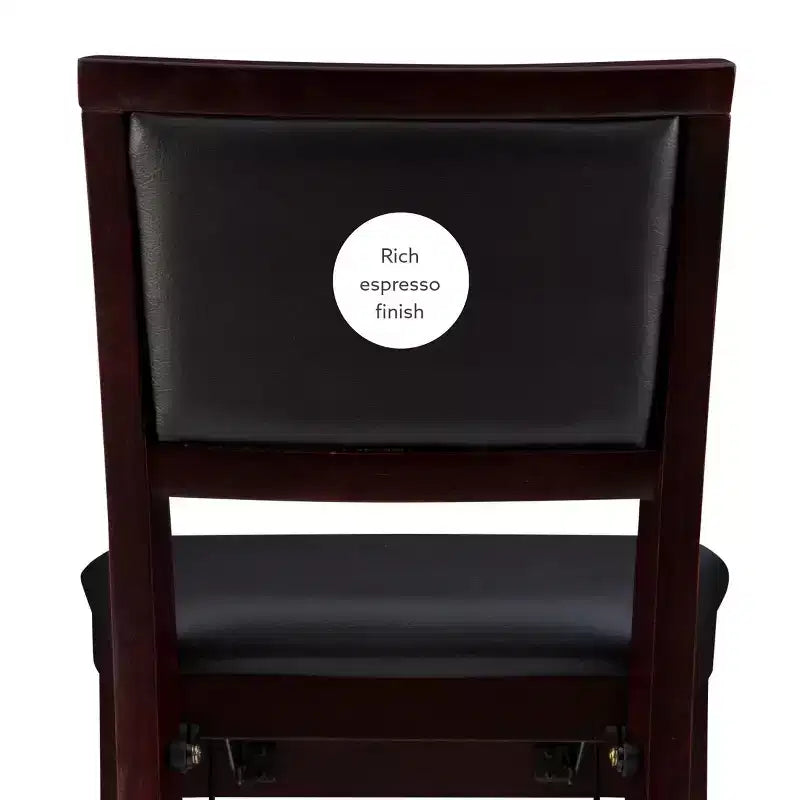 Tabouret de bar pliant 30" Keira en similicuir rembourré marron expresso, cadre en hévéa, mousse de polyuréthane