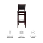 Tabouret de bar pliant 30" Keira en similicuir rembourré marron expresso, cadre en hévéa, mousse de polyuréthane