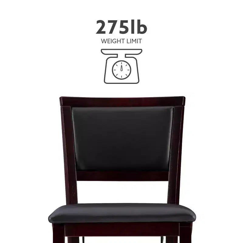 Tabouret de bar pliant 30" Keira en similicuir rembourré marron expresso, cadre en hévéa, mousse de polyuréthane