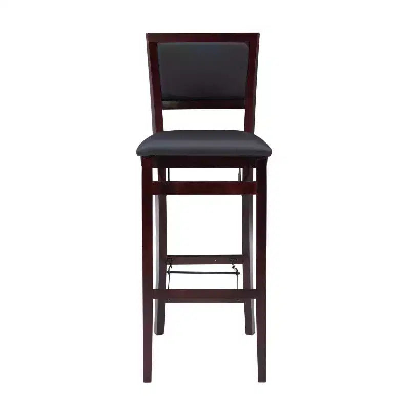 Tabouret de bar pliant 30" Keira en similicuir rembourré marron expresso, cadre en hévéa, mousse de polyuréthane