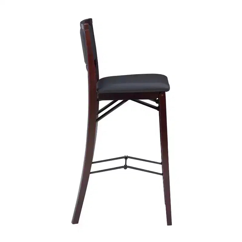 Tabouret de bar pliant 30" Keira en similicuir rembourré marron expresso, cadre en hévéa, mousse de polyuréthane
