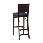 Tabouret de bar pliant 30" Keira en similicuir rembourré marron expresso, cadre en hévéa, mousse de polyuréthane