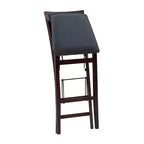 Tabouret de bar pliant 30" Keira en similicuir rembourré marron expresso, cadre en hévéa, mousse de polyuréthane
