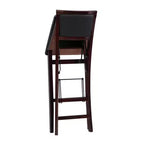 Tabouret de bar pliant 30" Keira en similicuir rembourré marron expresso, cadre en hévéa, mousse de polyuréthane