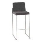 Tabourets de bar hauts Fuji en acier inoxydable et tissu anthracite