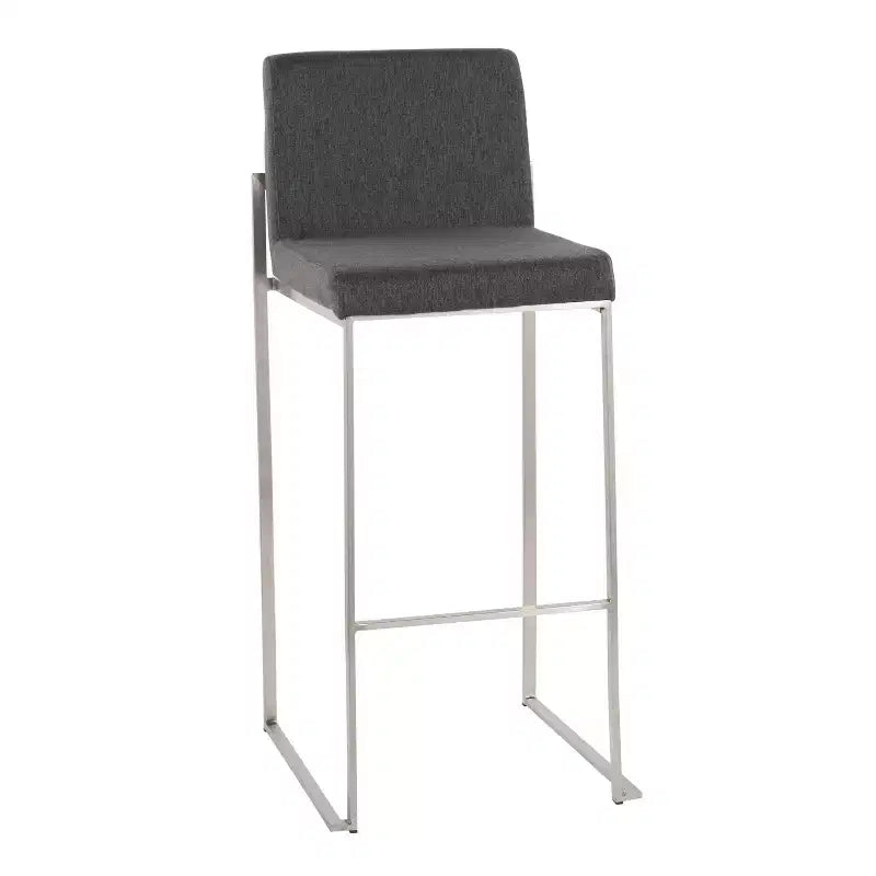 Tabourets de bar hauts Fuji en acier inoxydable et tissu anthracite
