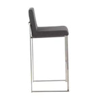 Tabourets de bar hauts Fuji en acier inoxydable et tissu anthracite