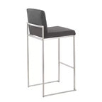 Tabourets de bar hauts Fuji en acier inoxydable et tissu anthracite