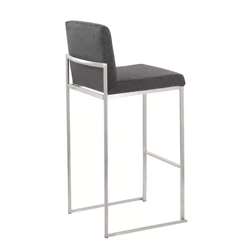 Tabourets de bar hauts Fuji en acier inoxydable et tissu anthracite