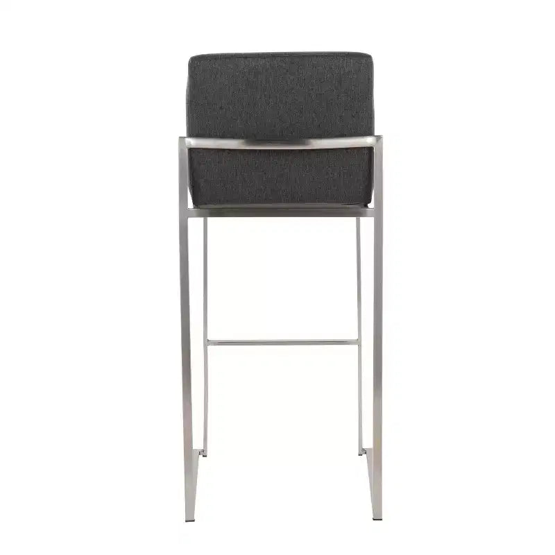 Tabourets de bar hauts Fuji en acier inoxydable et tissu anthracite