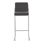 Tabourets de bar hauts Fuji en acier inoxydable et tissu anthracite