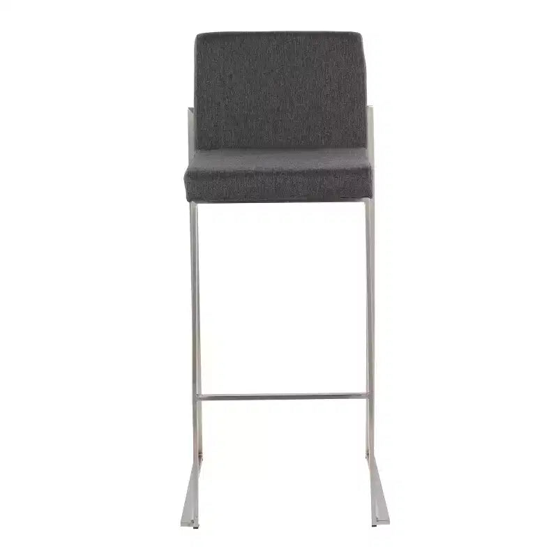 Tabourets de bar hauts Fuji en acier inoxydable et tissu anthracite