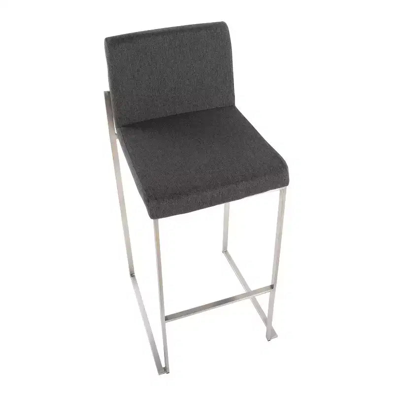 Tabourets de bar hauts Fuji en acier inoxydable et tissu anthracite