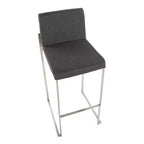 Tabourets de bar hauts Fuji en acier inoxydable et tissu anthracite