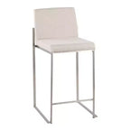 Tabourets de bar hauteur comptoir à dossier haut Fuji Acier inoxydable/Beige