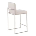 Tabourets de bar hauteur comptoir à dossier haut Fuji Acier inoxydable/Beige