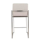 Tabourets de bar hauteur comptoir à dossier haut Fuji Acier inoxydable/Beige