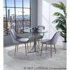 Set of 2 Dining Chairs LumiSource Silver Gold: Velvet Upholstery, Chrome-Plated Legs, Floor Protectors